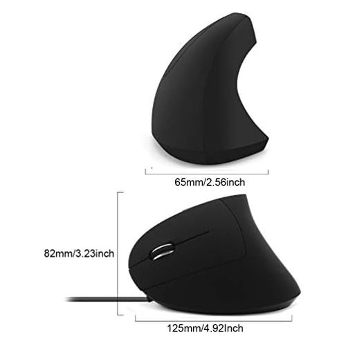  FLY WAY Left Handed Mouse,Ergonomic Vertical USB Wired Mouse 800/1200/1600 DPI Optical 6 Buttons Gaming Mice for PC Laptop Computer Desktop Mac (Left Hand)