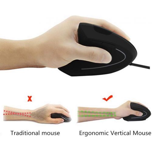  FLY WAY Left Handed Mouse,Ergonomic Vertical USB Wired Mouse 800/1200/1600 DPI Optical 6 Buttons Gaming Mice for PC Laptop Computer Desktop Mac (Left Hand)