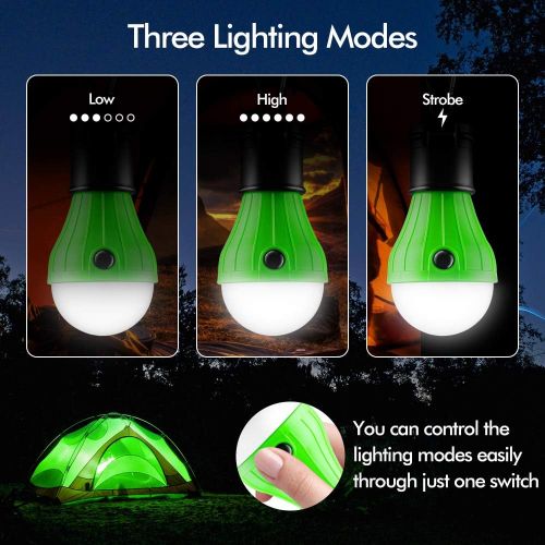  FLY2SKY Tent Lamp Portable LED Tent Light 4 Packs Clip Hook Hurricane Emergency Lights LED Camping Light Bulb Camping Tent Lantern Bulb for Camping Hiking Fishing Outage