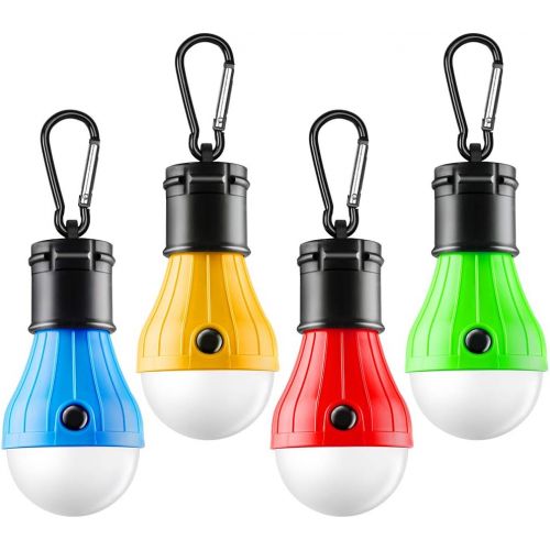  FLY2SKY Tent Lamp Portable LED Tent Light 4 Packs Clip Hook Hurricane Emergency Lights LED Camping Light Bulb Camping Tent Lantern Bulb for Camping Hiking Fishing Outage