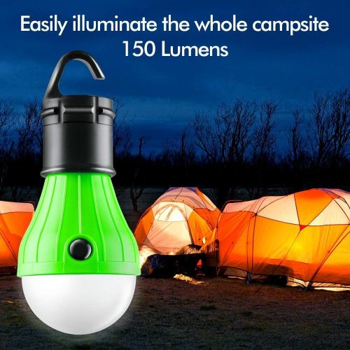  FLY2SKY Tent Lamp Portable LED Tent Light 4 Packs Clip Hook Hurricane Emergency Lights LED Camping Light Bulb Camping Tent Lantern Bulb Camping Equipment for Camping Hiking Backpac
