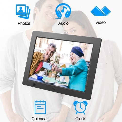  [아마존베스트]FLYAMAPIRIT Digital Picture Frame 8 inch Electronic Photo Frame with Motion Sensor and High Resolution 1024x768 IPS LCD/1080P 720P Video Player/Stereo/MP3/Calendar/Time/Remote Control