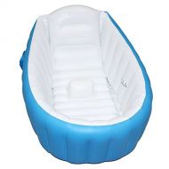 【Upgraded】Baby Inflatable Bathtub with Air Pump, FLYMEI Portable Infant Toddler Non Slip Bathing Tub Travel Bathtub Mini Air Swimming Pool Kids Thick Foldable Shower Basin (Blue)