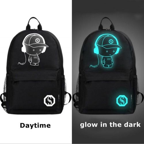  [아마존베스트]FLYMEI Anime Cartoon Luminous Backpack with USB Charging Port and Anti-theft Lock & Pencil Case, Unisex Fashion College School Bookbag Daypack Travel Laptop Backpack, Black