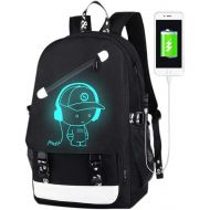 [아마존베스트]FLYMEI Anime Luminous Backpack for Boys, 15.6 Laptop Backpack with USB Charging Port, Bookbag for School with Anti-Theft Lock, Black Travel Backpack Cool Back Pack for Work