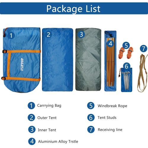  [아마존베스트]FLYTOP 3-4 Season 1-2-person Double Layer Backpacking Tent Aluminum Rod Windproof Waterproof for Camping Hiking Travel Climbing - Easy Set Up