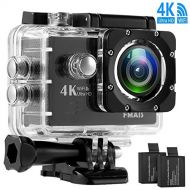 4K Sport Action Camera FMAIS Ultra HD 16MP DV Camcorder WiFi 30M Waterproof 2.0 Inch LCD Screen 170 Degree Wide View Angle with 28 Accessories Kits(Included 2 Rechargeable Batterie