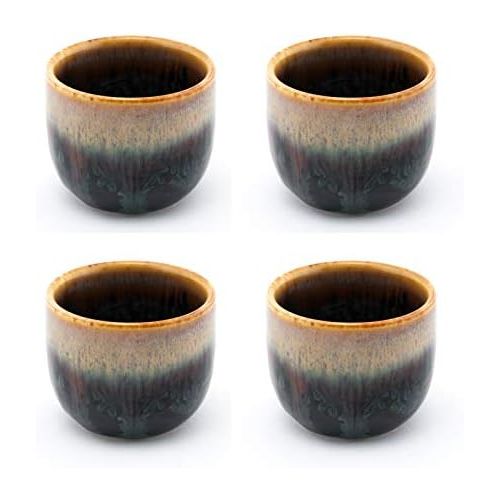  [아마존베스트]FMC Fuji Merchandise Corp Fuji Merchandise Porcelain Sake Cups 2 fl oz Japanese Restaurant Supply (Brown Sake Cups 4)