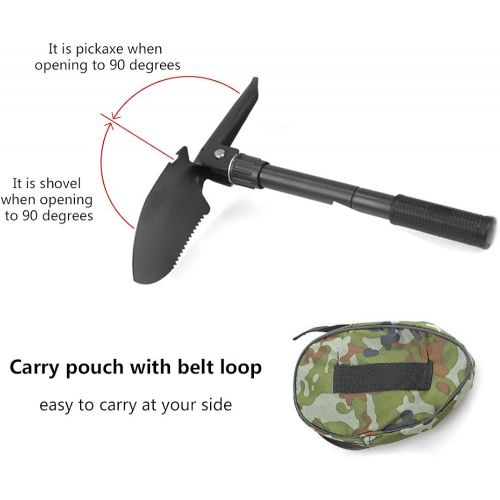  [아마존베스트]FMS Military Multifunctional Camping Survival Folding Shovel Car Emergency Shovel Entrenching Tool with Carrying Pouch, Pickax, Saw, Can Opener, Compass for Camping, Hiking, Garden