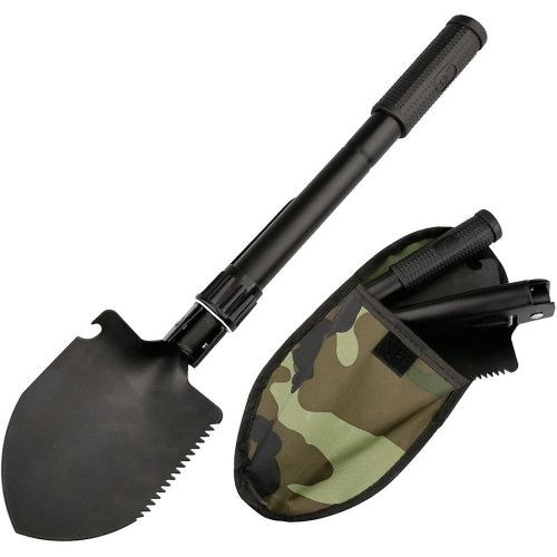  [아마존베스트]FMS Military Multifunctional Camping Survival Folding Shovel Car Emergency Shovel Entrenching Tool with Carrying Pouch, Pickax, Saw, Can Opener, Compass for Camping, Hiking, Garden