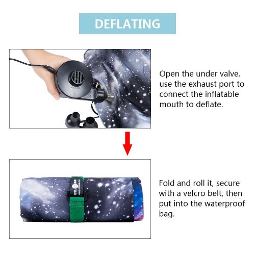  FMS Inflatable Ultralight Waterproof Air Sleeping Pad with Built-in Pillow and Compact Waterproof Bag for Camping, Outdoor, Backpacking Hiking, Travel - Star Pattern