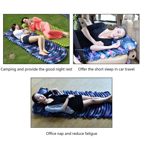  FMS Inflatable Ultralight Waterproof Air Sleeping Pad with Built-in Pillow and Compact Waterproof Bag for Camping, Outdoor, Backpacking Hiking, Travel - Star Pattern