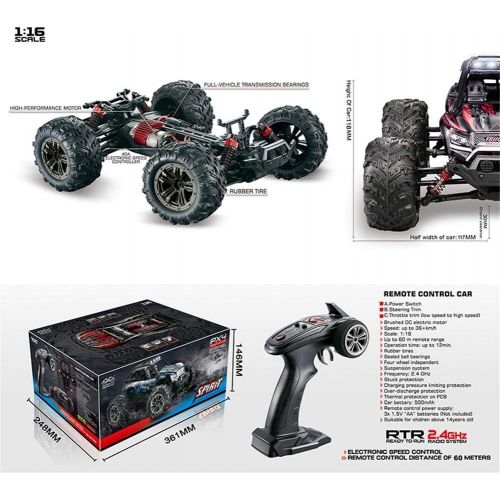  FMTStore FMT High Speed 36km/h 4WD 2.4Ghz Remote Control Truck 9137 1:16 Scale Radio Conrtolled Off-Road RC Car Electronic Monster Truck R/C RTR Hobby Cross-Country Car Buggy (Colo