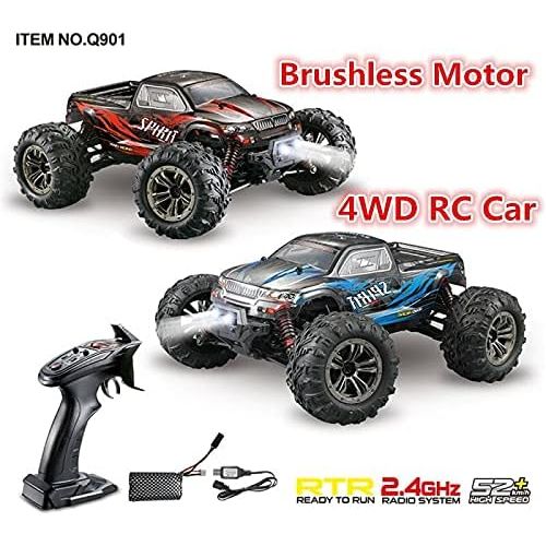  FMTStore FMT Brushless 52km/h High Speed RC Cars 1:16 Remote Control Monster Truck 4WD All Terrain Off-Road 2.4Ghz Shockproof Waterproof RTR Hobby Cars (Blue)