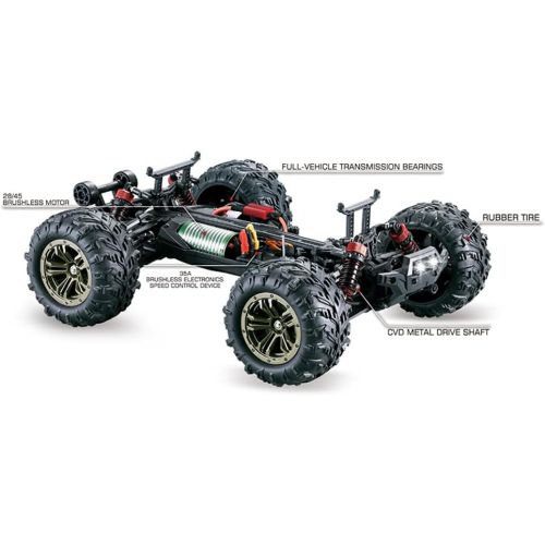  FMTStore FMT Brushless 52km/h High Speed RC Cars 1:16 Remote Control Monster Truck 4WD All Terrain Off-Road 2.4Ghz Shockproof Waterproof RTR Hobby Cars (Blue)