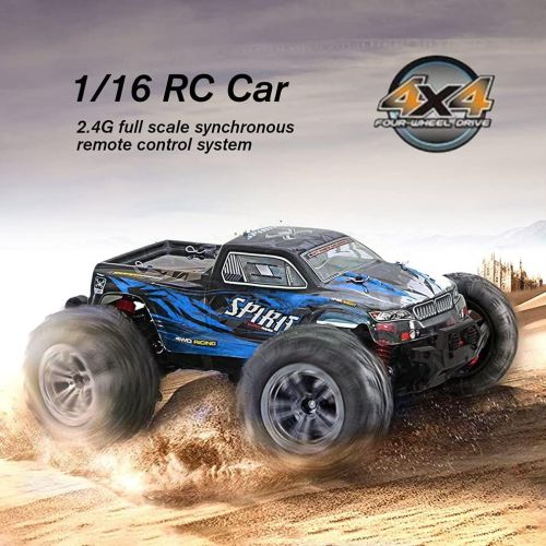  FMTStore FMT Brushless 52km/h High Speed RC Cars 1:16 Remote Control Monster Truck 4WD All Terrain Off-Road 2.4Ghz Shockproof Waterproof RTR Hobby Cars (Blue)