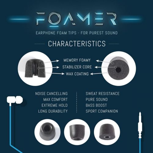  [아마존베스트]FOAMER F3.0 (S/M/L 3)  3 pairs of noise cancelling foam ear pads for in-ear headphones  replacement for silicone earphones attachment  extra bass and clear sound  in-ear earplu