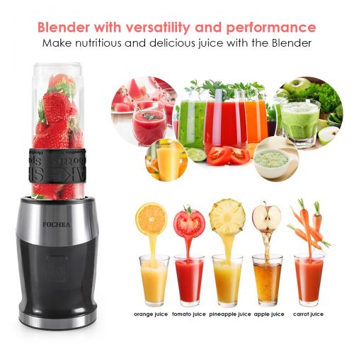  FOCHEA Mixer Smoothie Maker 3 in1 Multifunktion Standmixer + Fleisch Zerkleinerer/Ice Crusher + Kaffeemuehle (700 Watt, 24000U/Min) Elektrisch Shake Smoothie Mixer mit 570ml Sport-Flasche