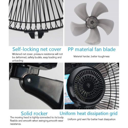  FOCHEA FAN LYFS Wall Mount with Remote Control Can Be Rotated 90 Degree Oscillation 3 Speed Setting Mute 16-Inch Black