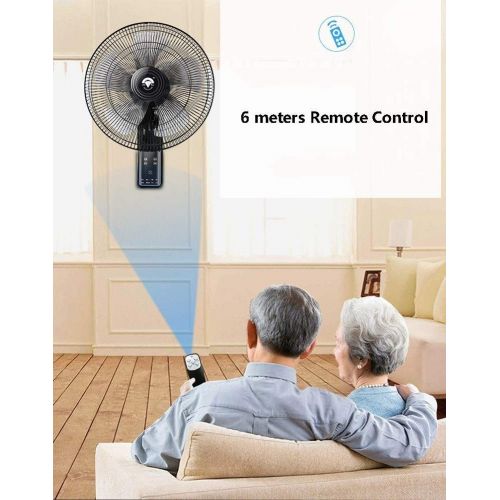  FOCHEA FAN LYFS Wall Mount with Remote Control Can Be Rotated 90 Degree Oscillation 3 Speed Setting Mute 16-Inch Black