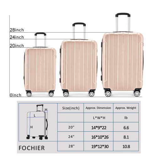  FOCHIER F Fochier 3 Piece Expandable Spinner Luggage Set Lightweight Suitcase