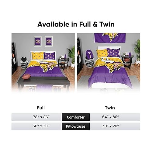  FOCO NFL Team Logo Bed in a Bag Comforter Bedding 3-Piece Set