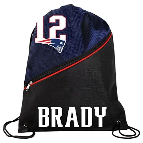  FOCO New England Patriots Official High End Diagonal Zipper Drawstring Backpack Gym Bag - Tom Brady #12