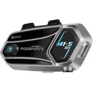 FODSPORTS M1S-AIR 2 Way Bluetooth Motorcycle Intercom Share Music 3 Music Effect Universal Helmet Communication System Headset V5.0 Motorbike Interphone USB-C (1 Pack)