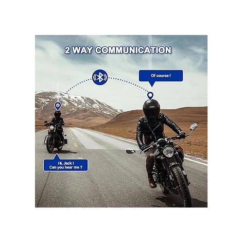  FODSPORTS M1S-AIR 2 Way Bluetooth Motorcycle Intercom Share Music 3 Music Effect Universal Helmet Communication System Headset V5.0 Motorbike Interphone USB-C (1 Pack)