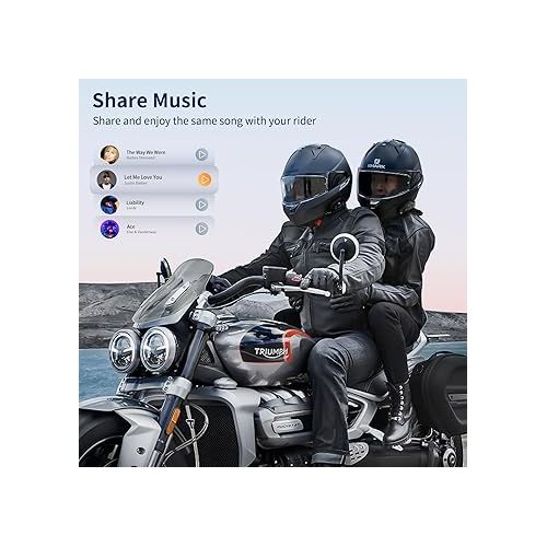  FODSPORTS Bluetooth Mesh Intercom,FX10C Motorcycle Bluetooth Headset with Music Sharing,2 Riders Bluetooth intercom Communication System with Audio Multitasking for Motorbike/ATV/Dirt Bike