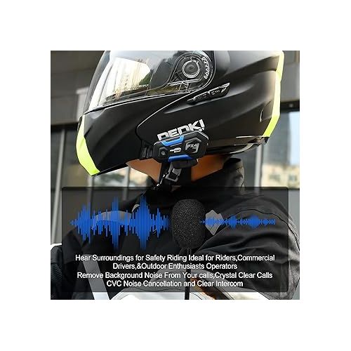  FODSPORTS Motorcycle Bluetooth intercom FX4 Pro 1200m Helmet Intercom,4 Riders Motorcycle Bluetooth Headset,Universal Bluetooth Helmet Headset,Helmet Communication System FM/Hard &Soft Mic/2Pack