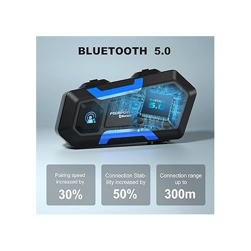  FODSPORTS Motorcycle Bluetooth intercom FX4 Pro 1200m Helmet Intercom,4 Riders Motorcycle Bluetooth Headset,Universal Bluetooth Helmet Headset,Helmet Communication System FM/Hard &Soft Mic/1Pack