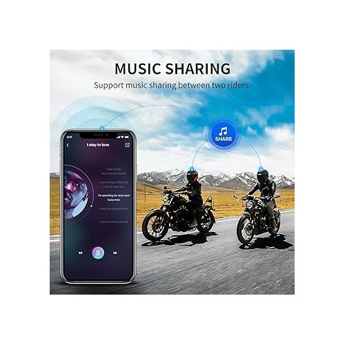  FODSPORTS Motorcycle Bluetooth Intercom with Music Sharing, M1S Pro 2000m 8 Riders Group Helmet Communication System Headset Universal Interphone (Waterproof/Handsfree/Stereo Music/GPS/2 Pack)