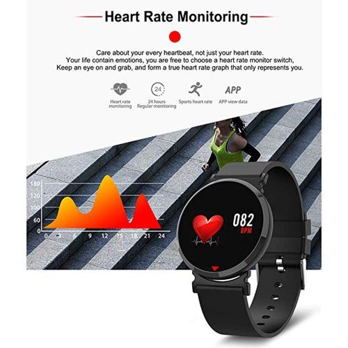  FOHKJMML Smart Watch, Fitness Tracker 24-Hours, Fitness Watch Steps Calories Distance Monitor Pedometer Watch, Business Fashion Design IP67 Waterproof (Color : -, Size : -)