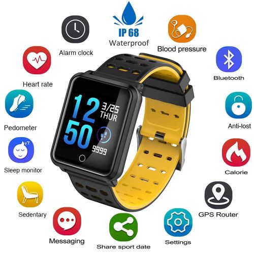  FOHKJMML IP68 Waterproof Sport Fitness Tracker & ndash; Smart Watch for Men with Heart Rate Blood Pressure Sleep Monitor Calorie Smart Bracelet Outdoor Swim Tracker Run Tracker Hol