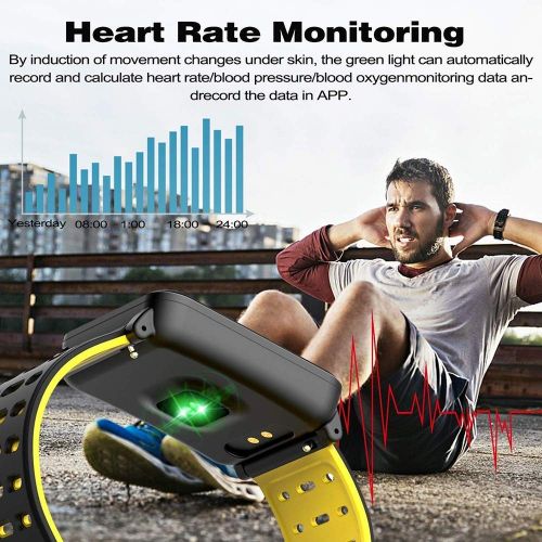  FOHKJMML IP68 Waterproof Sport Fitness Tracker & ndash; Smart Watch for Men with Heart Rate Blood Pressure Sleep Monitor Calorie Smart Bracelet Outdoor Swim Tracker Run Tracker Hol