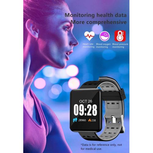 FOHKJMML Smart Sports Smartwatch Smartwatch Camera Fitness Tracker Electronic Men Watch with Heart Rate Blood Pressure Monitor (Color : Gray, Size : -)