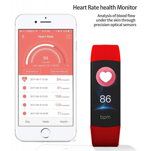  FOHKJMML Waterproof Health Tracker, Fitness Tracker Color Screen Sports Smart Watch, Activity Tracker with Heart Rate Blood Pressure, Blue (Color : -, Size : -)