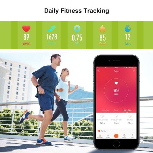  FOHKJMML Fitness Tracker with Heart Rate Monitor, Color Screen Smart Watch with Sleep Monitor, Step Counter, Calorie Counter, IP68 Waterproof Pedometer Watch for Kids Women Men ( Color : Gr
