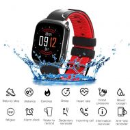 FOHKJMML 1.3 IP67 Waterproof Bluetooth Smart Watch Fitness Tracker Heart Rate Detection Full Touch Screen Healthy Bracelet (Color : Red, Size : -)