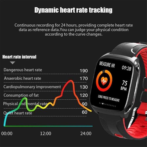  FOHKJMML 1.3 IP67 Waterproof Bluetooth Smart Watch Fitness Tracker Heart Rate Detection Full Touch Screen Healthy Bracelet (Color : Red, Size : -)