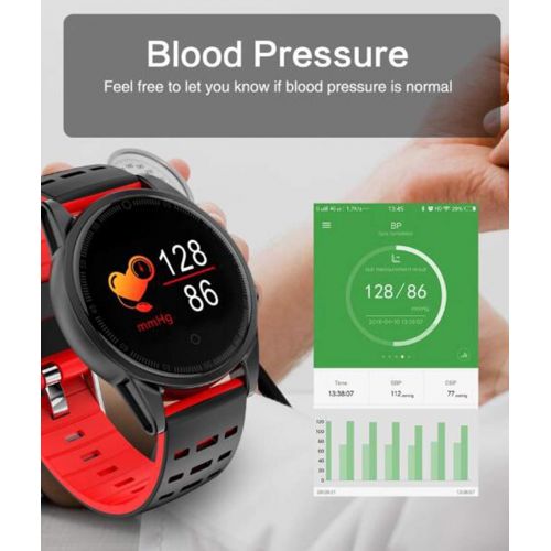  FOHKJMML Fitness Tracker, Blood Pressure Heart Rate Monitor, Waterproof Activity Tracker, Sleep Monitoring, GPS Smart Bracelet with Android and iOS (Color : Silver, Size : -)