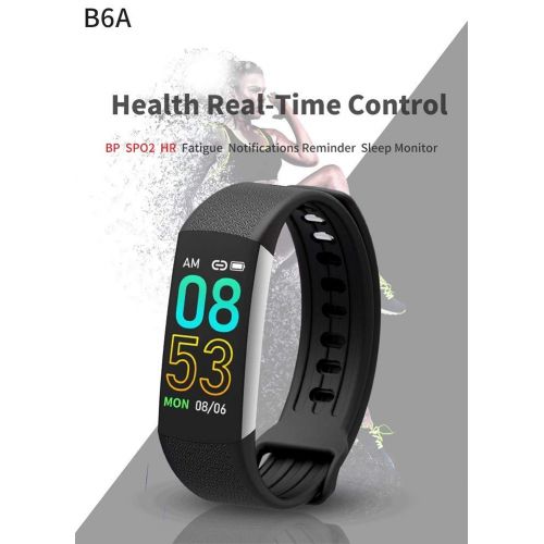 FOHKJMML Waterproof Health Tracker, Fitness Tracker Color Screen Sports Smart Watch, Activity Tracker with Heart Rate Blood Pressure, Black (Color : -, Size : -)