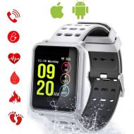 FOHKJMML Smart Watch IP68 Fitness Tracker for Swimming Bluetooth Waterproof Activity Tracker Smart Bracelet for Men Women Kids Smart Band (Color : Gray, Size : -)