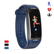 FOHKJMML Fitness Tracker, Smart Activity Watch Waterproof Smart Wristband with Step Counter, Calorie Counters, GPS, Heart Rate Monitor, Step Counter for iOS and Android, Black ( Color : Blu