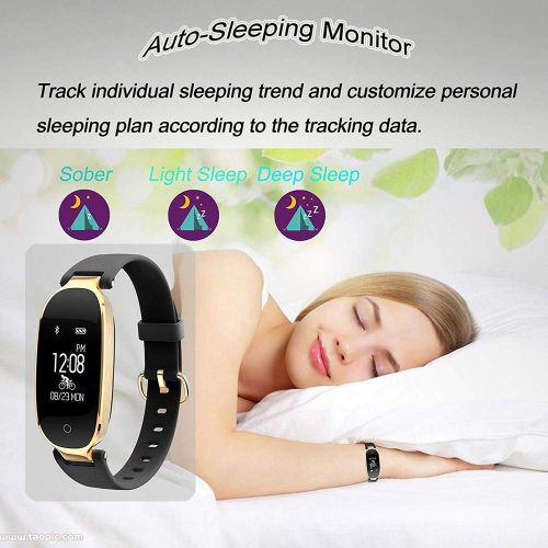  FOHKJMML Fitness Tracker, Womens Smart Fitness Watch, Heart Rate Monitor Smart Bracelet IP67 Waterproof Smart Bracelet with Health Sleep Activity Tracker Pedometer for Smartphone ( Color :