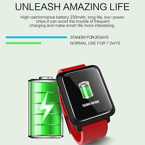  FOHKJMML Fitness Tracker Blood Pressure Heart Rate Monitor Blood Oxygen Activity Pedometer Big Fitness Tracker Sleep Monitor for Women Men (Color : Red, Size : -)
