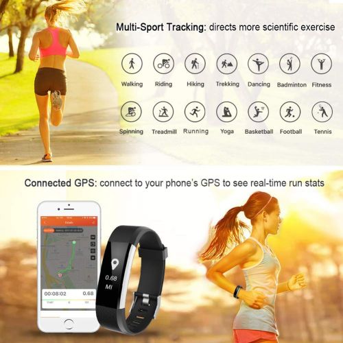  FOHKJMML Fitness Tracker Activity Tracker Sports Watch Smart Bracelet Pedometer Fitness with Heart Rate Monitors/GPS/Sleep Monitor Smart Wristband for Women and Kids (Color : Black