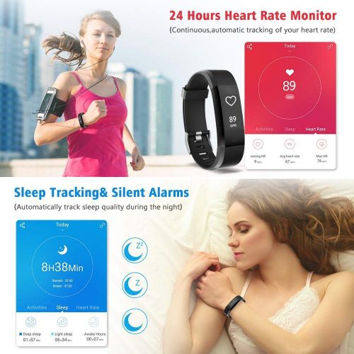  FOHKJMML Fitness Tracker Activity Tracker Sports Watch Smart Bracelet Pedometer Fitness with Heart Rate Monitors/GPS/Sleep Monitor Smart Wristband for Women and Kids (Color : Black