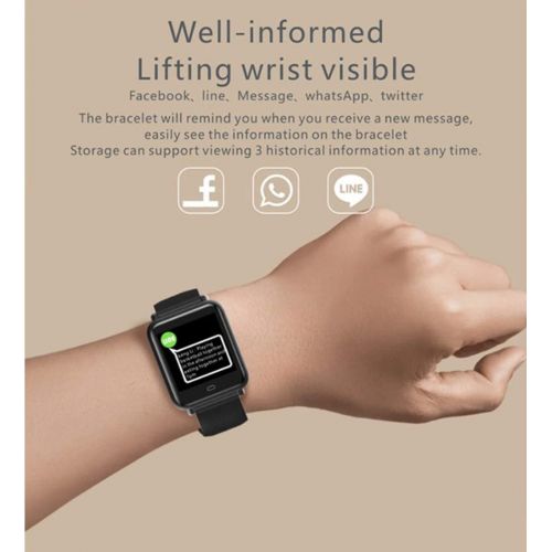  FOHKJMML Fitness Tracker Smart Watch Activity Tracker with Heart Rate Monitor, Blood Pressure and Sleep Monitor Waterproof Smart Band (Color : Black, Size : -)